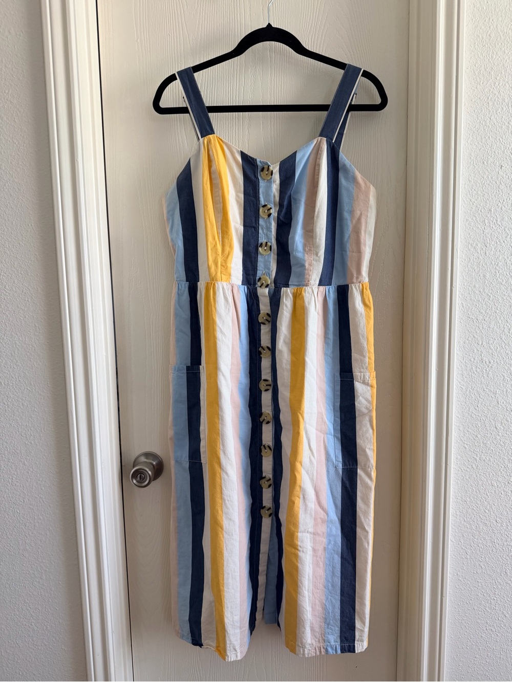 Time and Tru Striped Sundress in Navy, Yellow & Light Blue